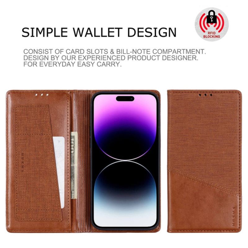 Fliptok iPhone 14 Pro Bőrtok Rfid Vászon Stílus