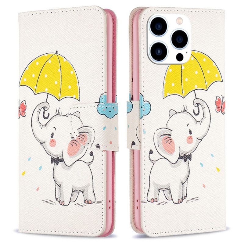 Kinyitható Tokok iPhone 14 Pro Elefánt Bébi