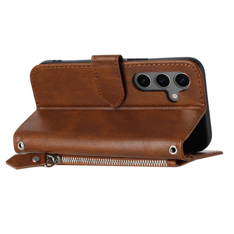 Bőrtok Samsung Galaxy S25 5g Cipzáras Zseb Pánt És Vállpánt