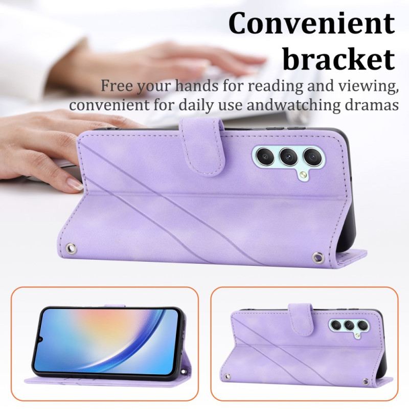 Bőrtok Samsung Galaxy S25 5g Csíkos Nyakpánt