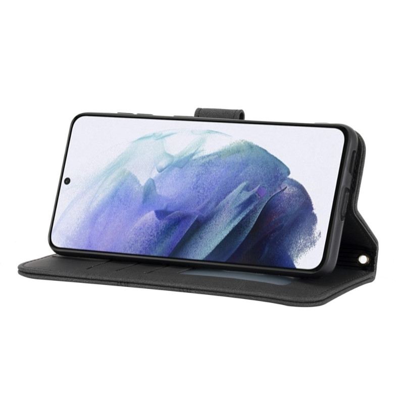 Bőrtok Samsung Galaxy S25 5g Szegélyekkel És Nyakpánttal