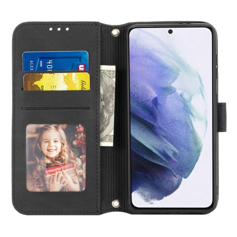 Bőrtok Samsung Galaxy S25 5g Szegélyekkel És Nyakpánttal