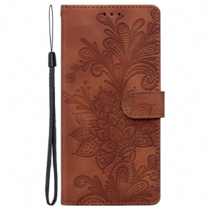 Bőrtok Samsung Galaxy S25 5g Virágmintás Csipke