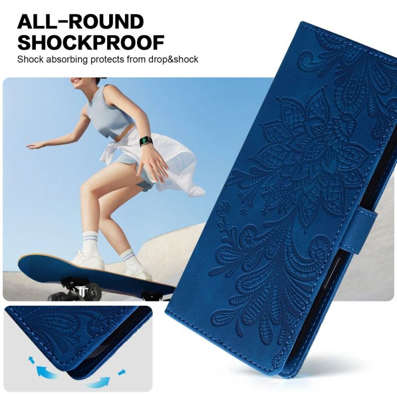 Bőrtok Samsung Galaxy S25 5g Virágmintás Csipke