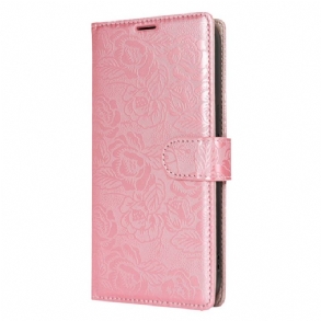 Bőrtok Samsung Galaxy S25 5g Virágmintás Nyakpánt