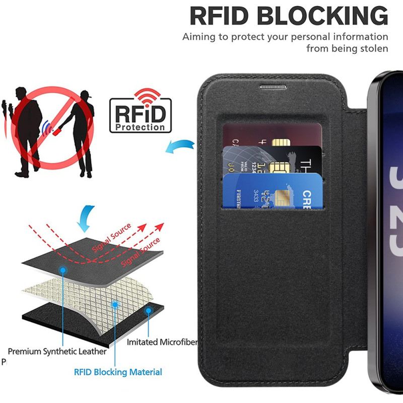 Fliptok Samsung Galaxy S25 5g Bőrhatású Magsafe-fel És Rfid-blokkolással Kompatibilis