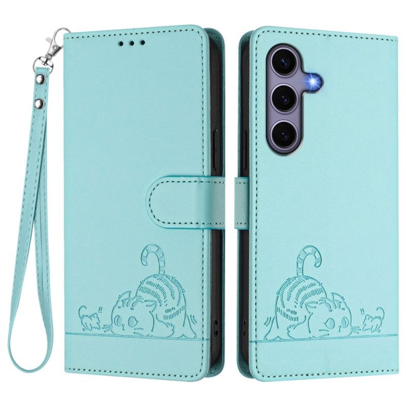 Fliptok Samsung Galaxy S25 5g Rfid-védelemmel Ellátott Macskajelenet