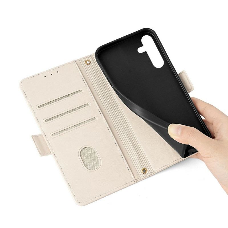 Kinyitható Bőrtok Samsung Galaxy S25 5g Fém Stílusú Szíjkapocs