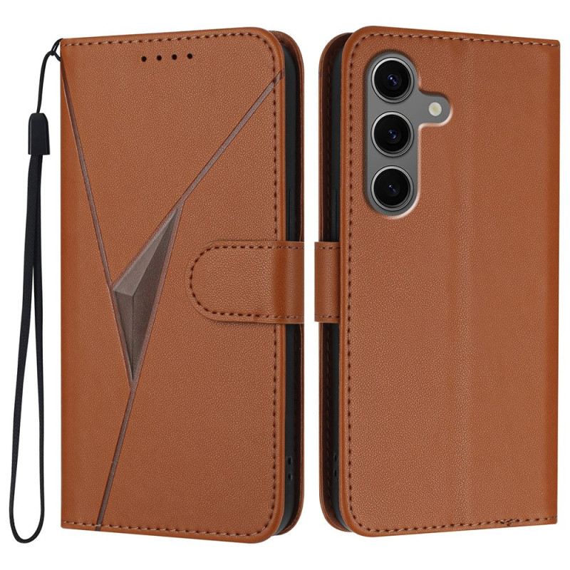 Kinyitható Bőrtok Samsung Galaxy S25 5g Háromszög Alakú Nyakpánt