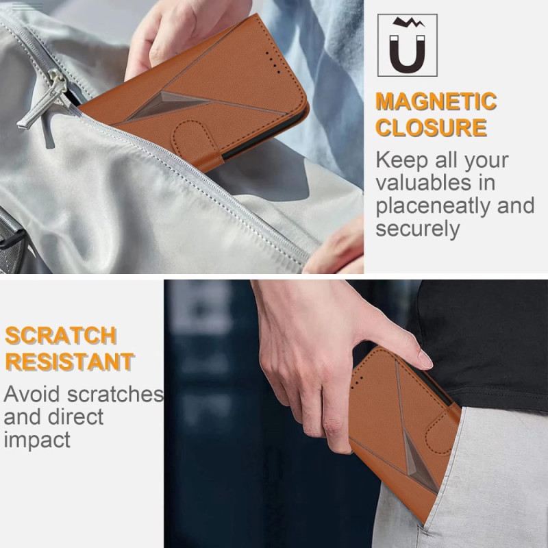 Kinyitható Bőrtok Samsung Galaxy S25 5g Háromszög Alakú Nyakpánt