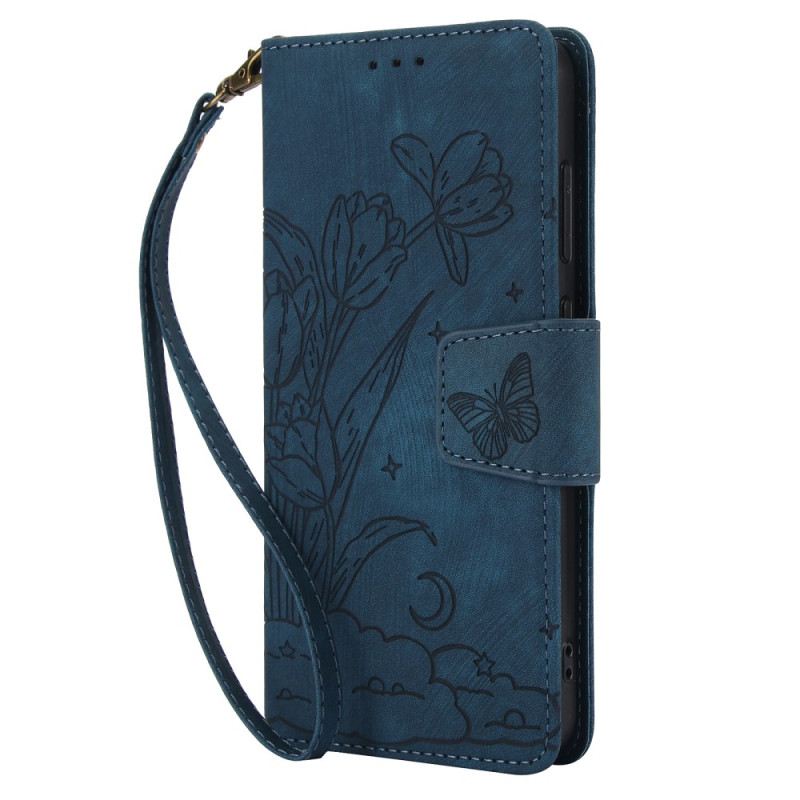 Kinyitható Bőrtok Samsung Galaxy S25 5g Velúr Hatású Virágmintás