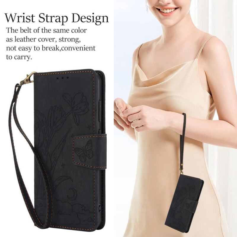 Kinyitható Bőrtok Samsung Galaxy S25 5g Velúr Hatású Virágmintás