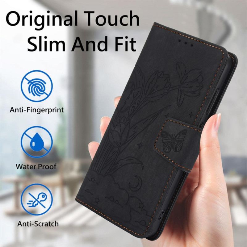 Kinyitható Bőrtok Samsung Galaxy S25 5g Velúr Hatású Virágmintás