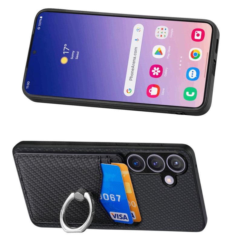 Tok Samsung Galaxy S25 5g Szénszálas Kártyatartó És Gyűrűs Állvány