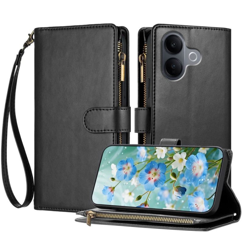 Bőrtok Vivo V60 Lite 8 Kártyatartós Pénztárca Nyakpánttal