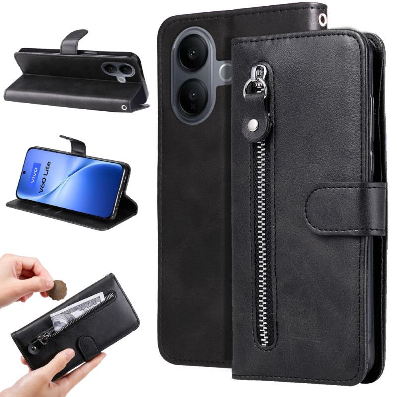 Bőrtok Vivo V60 Lite Cipzáras Zseb