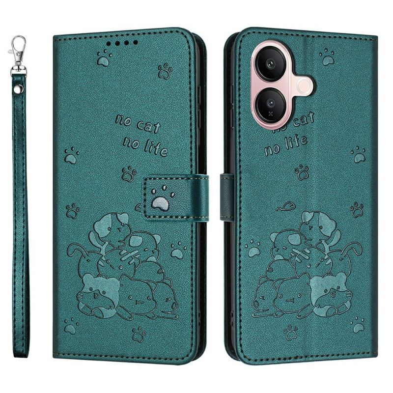 Bőrtok Vivo V60 Lite Macskamintás Pánt