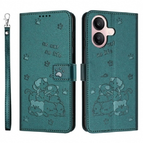 Bőrtok Vivo V60 Lite Macskamintás Pánt