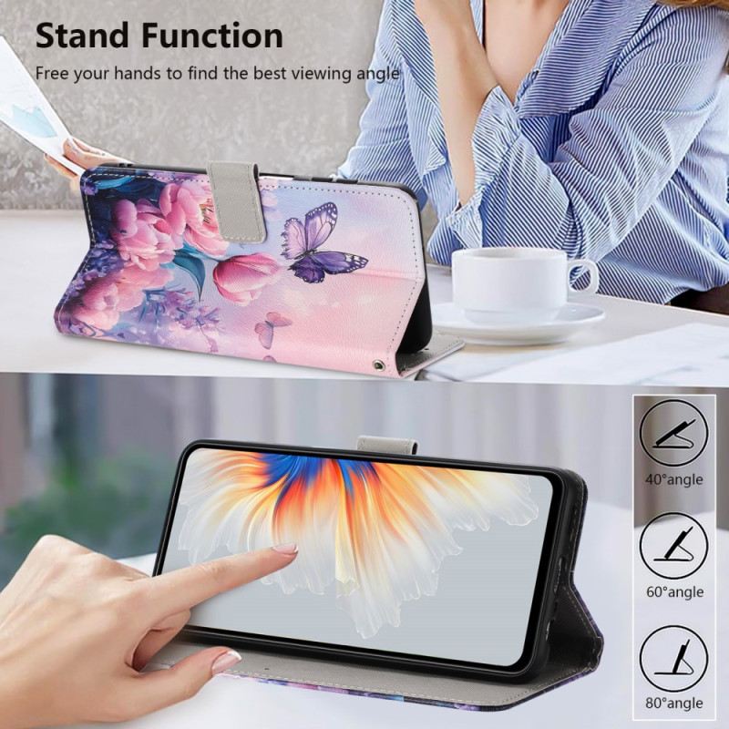 Bőrtok Vivo V60 Lite Tulipánok