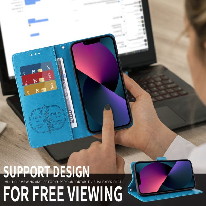 Bőrtok Vivo V60 Lite Virágminta