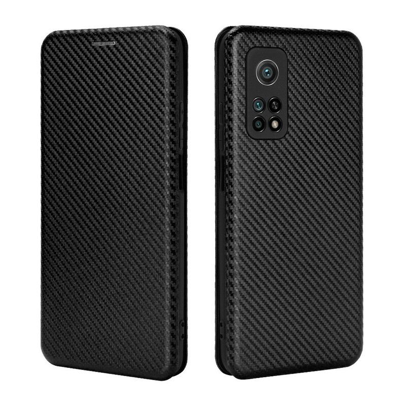 Fliptok Xiaomi Mi 10T / 10T Pro Bőrtok Szénszálas Támasztógyűrűvel
