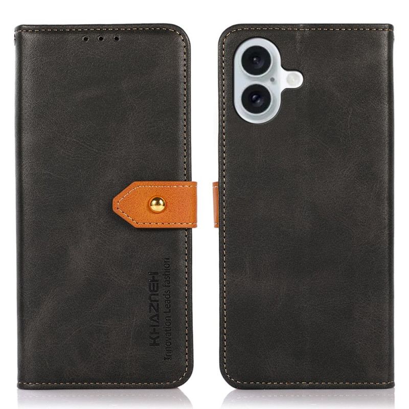 Bőrtok iPhone 16 Plus Arany Kapocs Khazneh