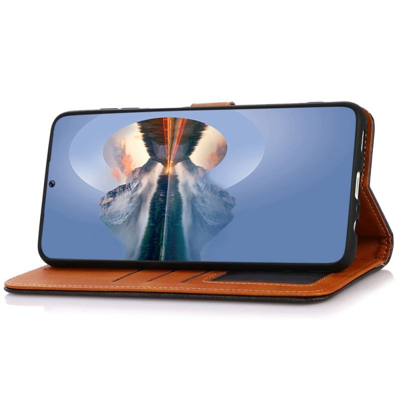 Bőrtok iPhone 16 Plus Arany Kapocs Khazneh