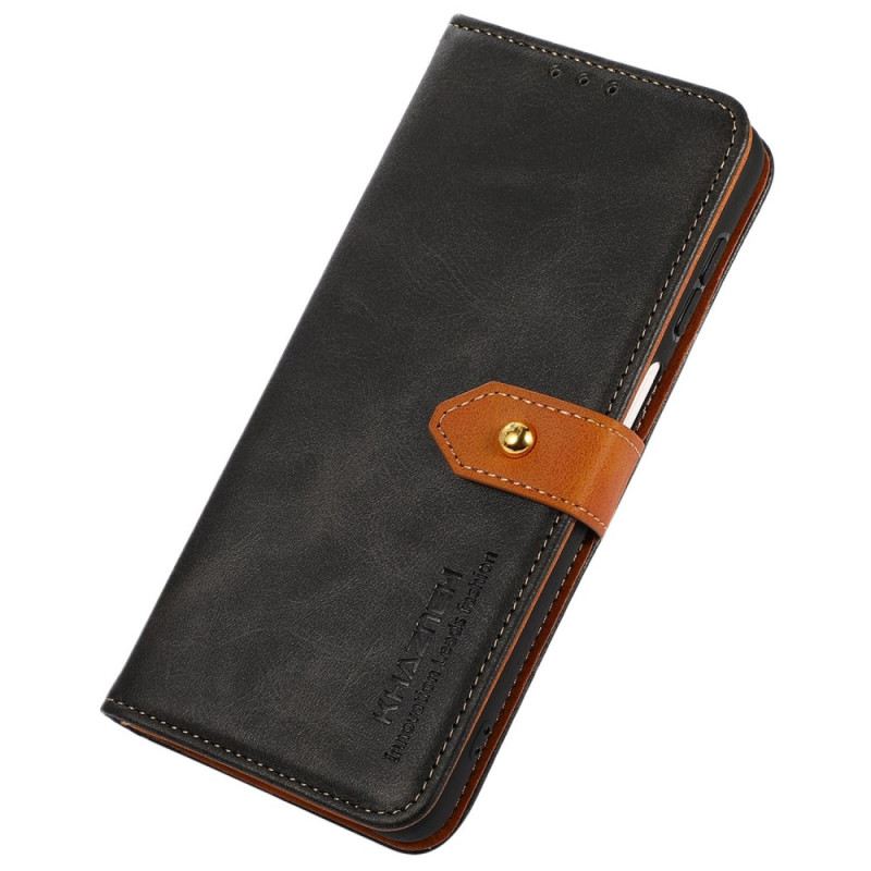 Bőrtok iPhone 16 Plus Arany Kapocs Khazneh