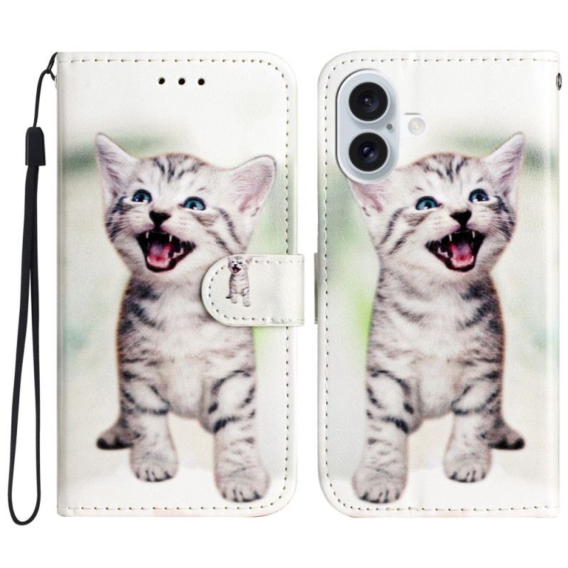 Fliptok iPhone 16 Plus Kis Macska Szíjjal