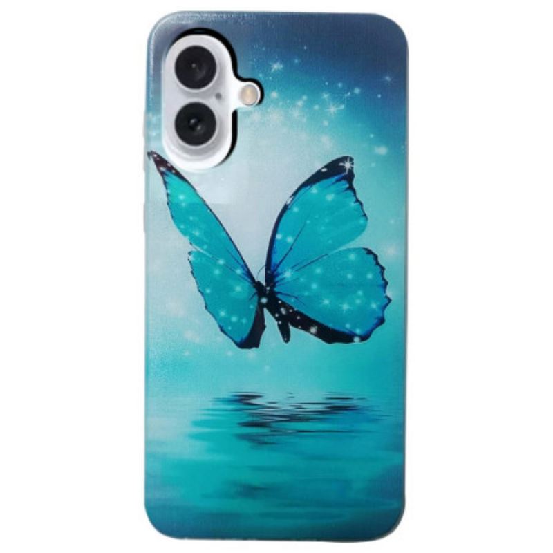 Mobiltelefon Tokok iPhone 16 Plus Kék Pillangó