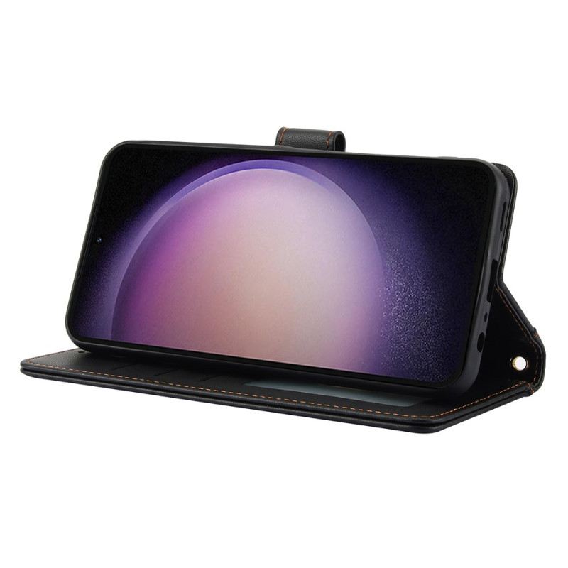 Bőrtok Samsung Galaxy S25 Plus 5g Bőr Stílusú Pénztárca Pánttal