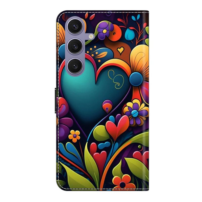 Bőrtok Samsung Galaxy S25 Plus 5g Festett Szív