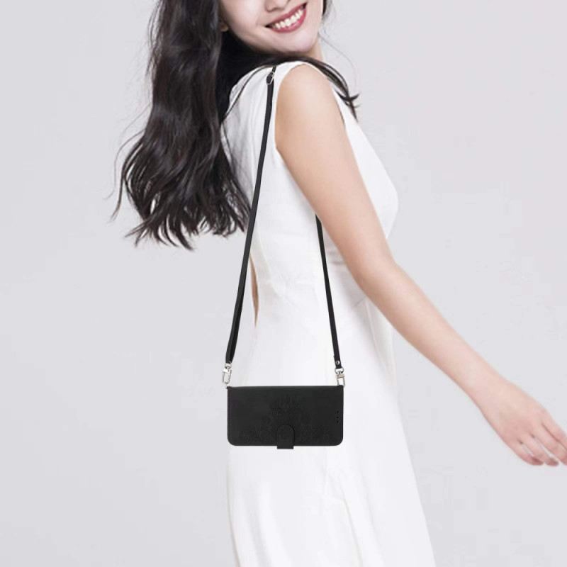 Bőrtok Samsung Galaxy S25 Plus 5g Virágminta És Pántok