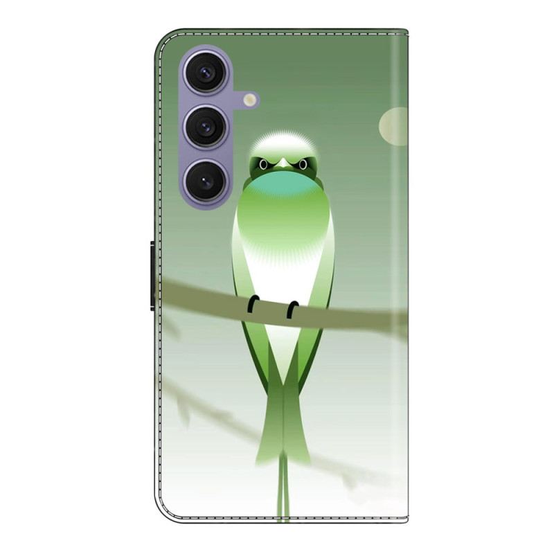 Bőrtok Samsung Galaxy S25 Plus 5g Zöld Madár