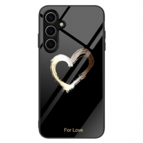 Tok Samsung Galaxy S25 Plus 5g Edzett Üveg Arany Szívvel Fekete Alapon Háttér