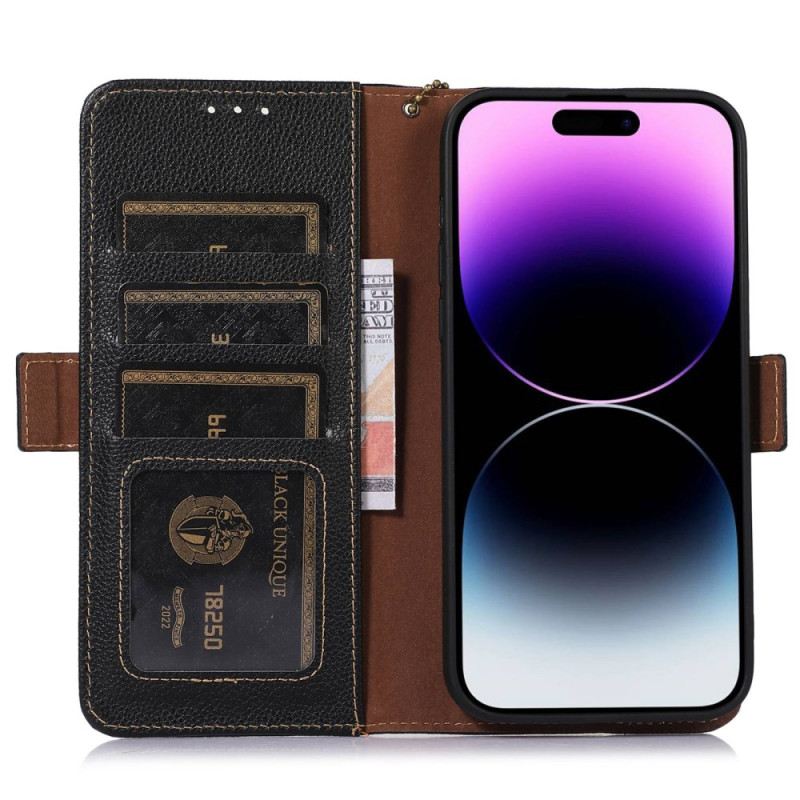 Bőrtok iPhone 16 Pro Licsi Textúrájú Bőr