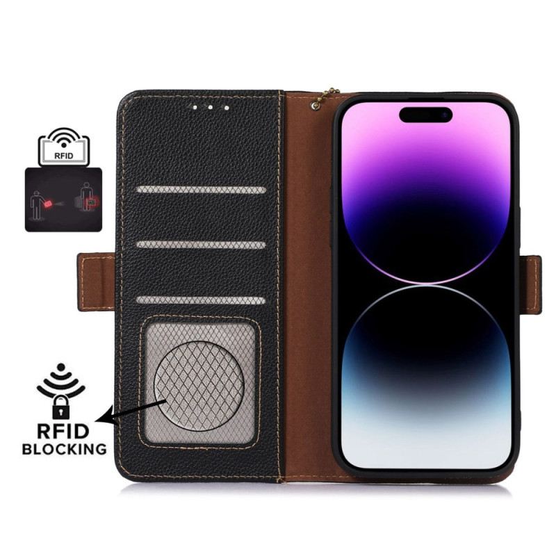 Bőrtok iPhone 16 Pro Licsi Textúrájú Bőr