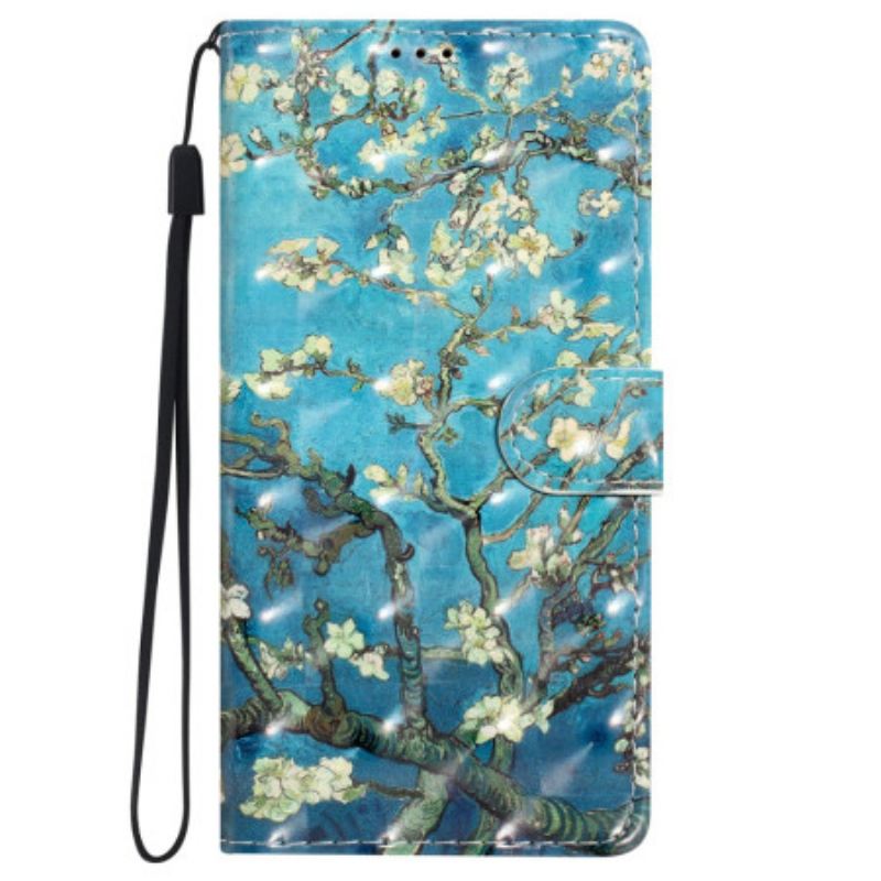 Bőrtok iPhone 16 Pro Virágok Szalaggal