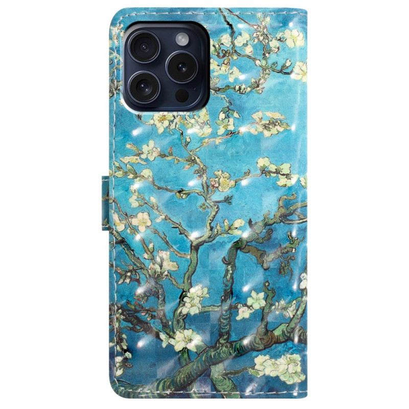 Bőrtok iPhone 16 Pro Virágok Szalaggal