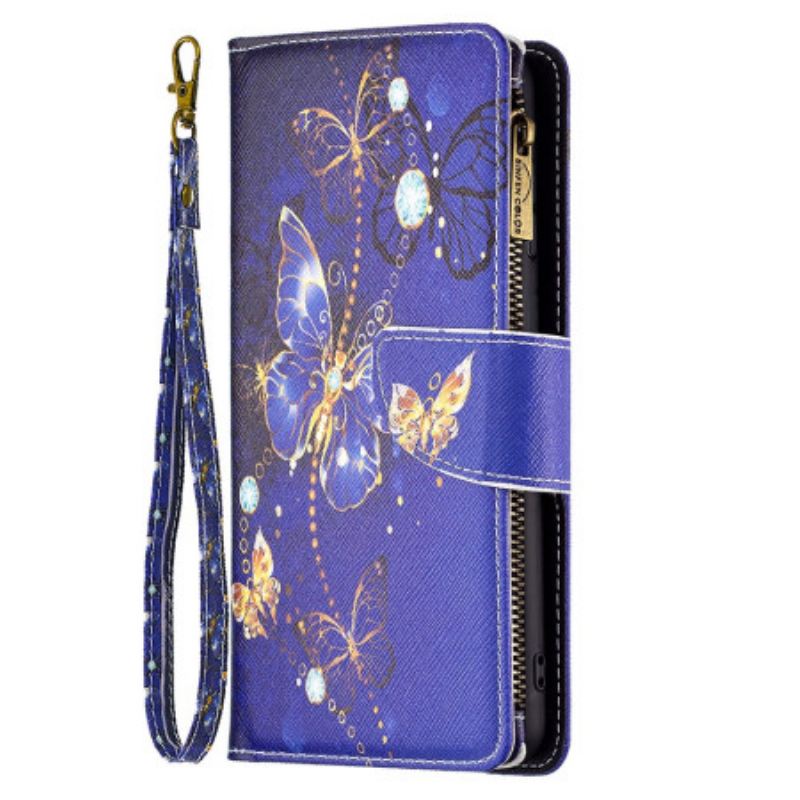 Fliptok iPhone 16 Pro Purple Butterflies Pénztárca
