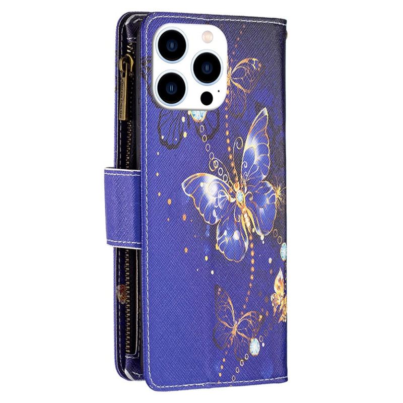 Fliptok iPhone 16 Pro Purple Butterflies Pénztárca