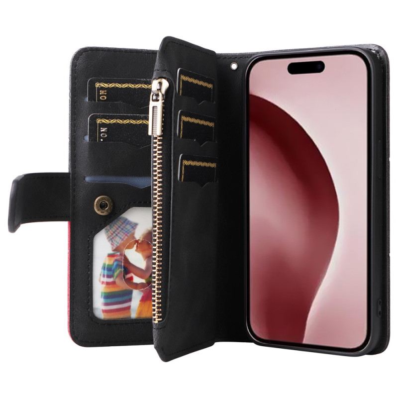 Kinyitható Bőrtok iPhone 16 Pro Geometrikus Mintás Pénztárca
