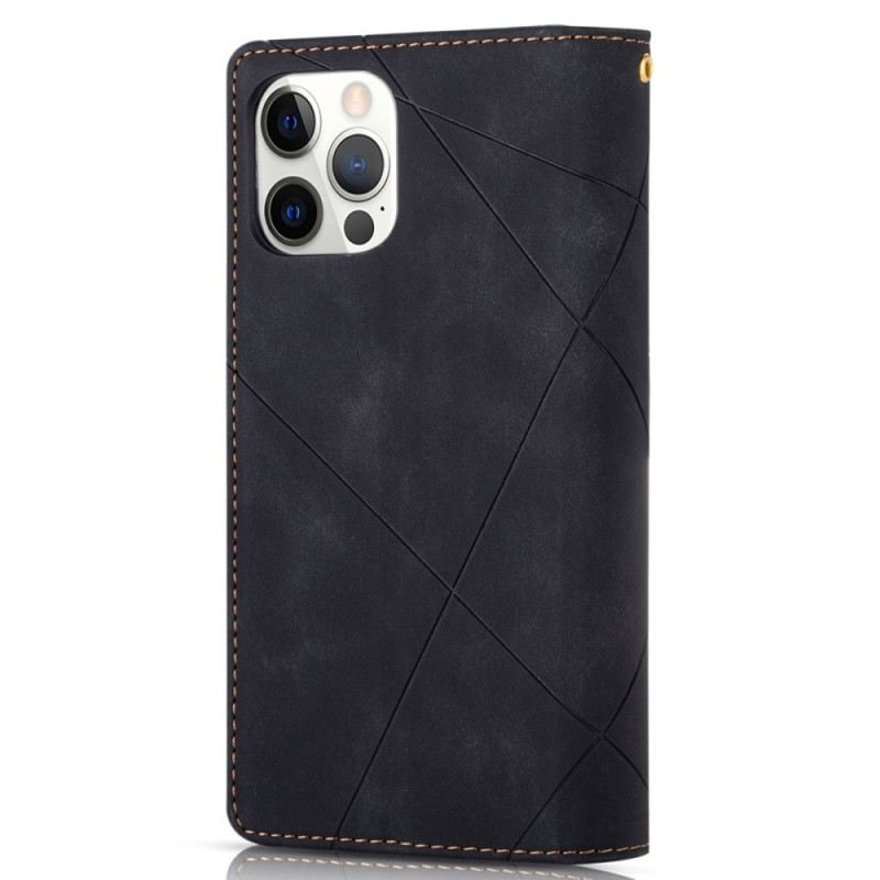 Kinyitható Bőrtok iPhone 16 Pro Pénztárca Geometriai Minta