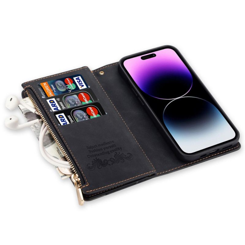 Kinyitható Bőrtok iPhone 16 Pro Pénztárca Geometriai Minta