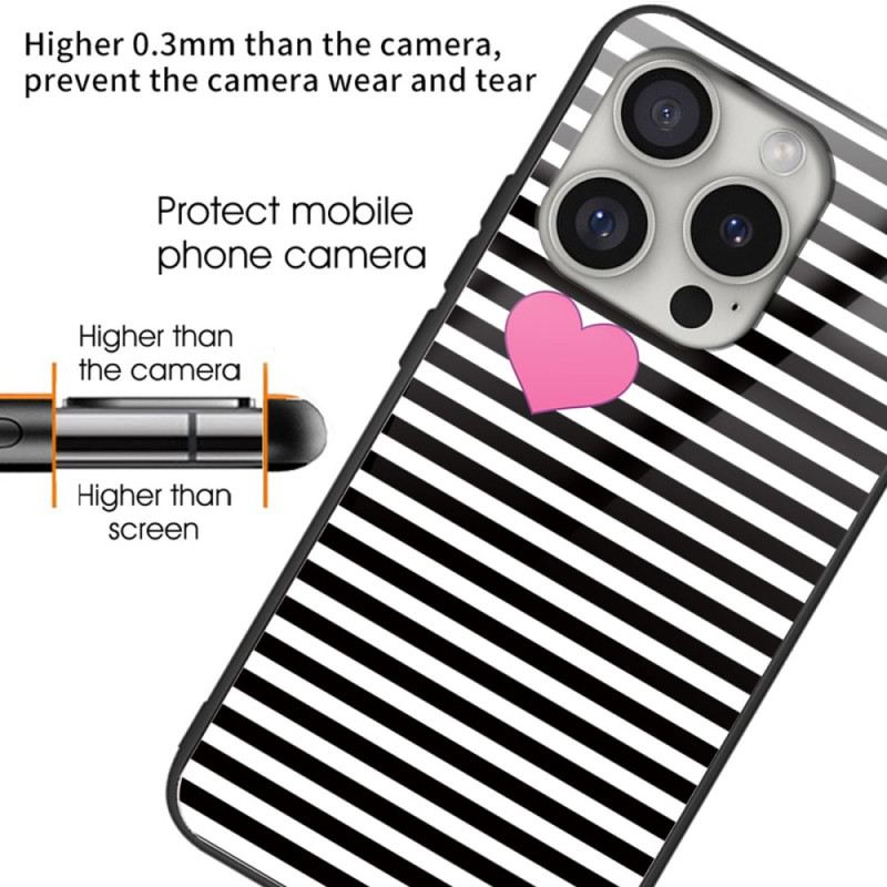 Mobiltelefon Tokok iPhone 16 Pro Edzett Üvegcsíkok És Szívek