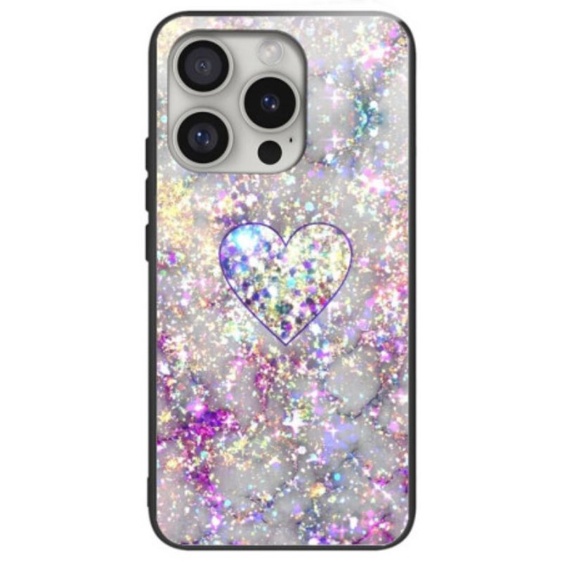 Telefontok iPhone 16 Pro Fényes Szív Edzett Üveg