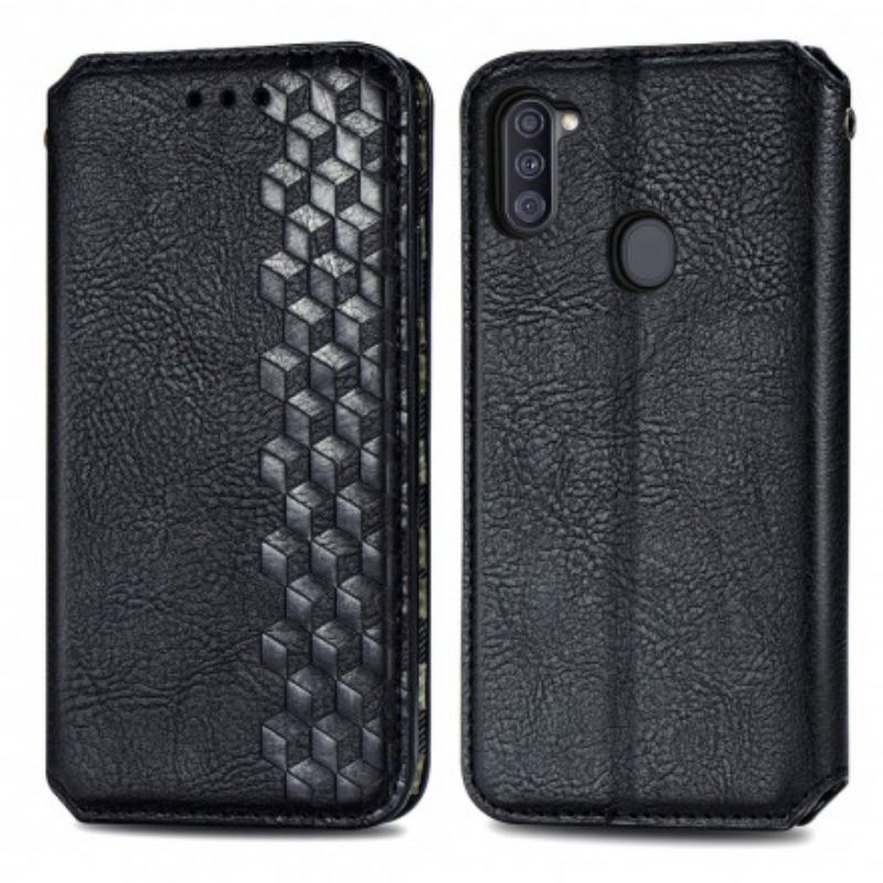 Fliptok Samsung Galaxy M11 Bőrtok Bőr Hatású Gyémánt Textúra