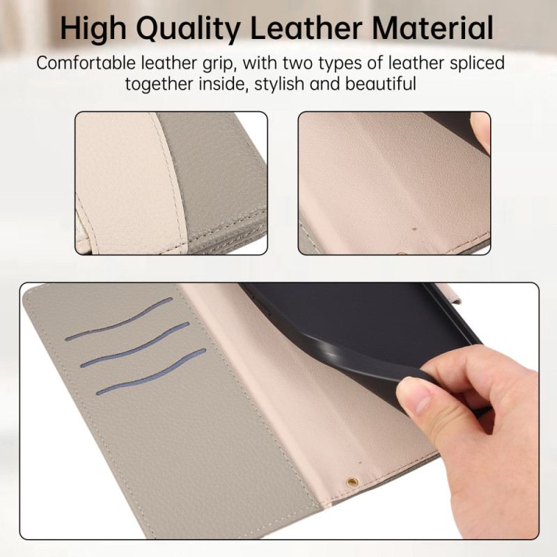 Bőrtok Xiaomi 17 Kétszínű Pénztárca Csuklópánttal