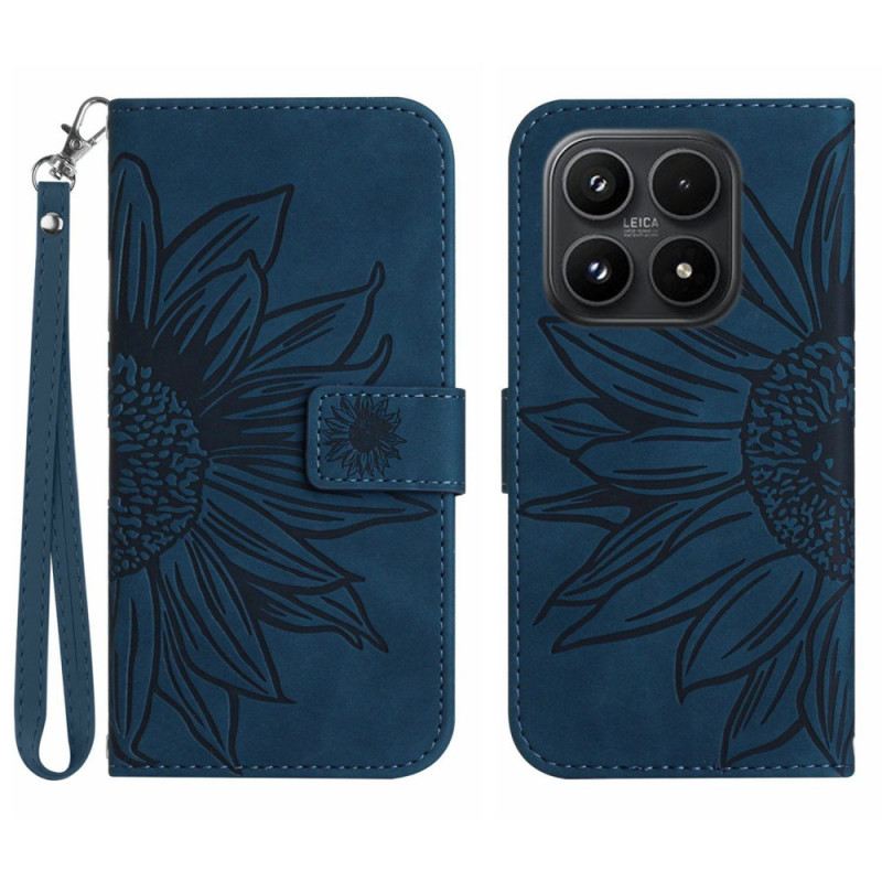 Bőrtok Xiaomi 17 Napraforgóminta Pánttal