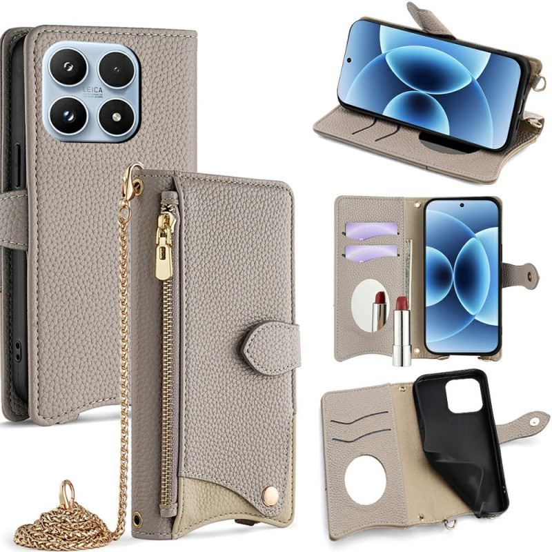 Bőrtok Xiaomi 17 Tükrös És Láncos Vállpánt